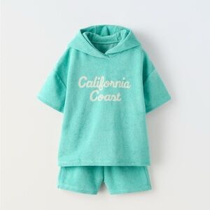 Zara Terry Cloth Aqua Matching Set